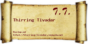 Thirring Tivadar névjegykártya