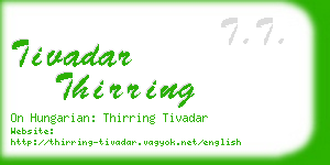 tivadar thirring business card